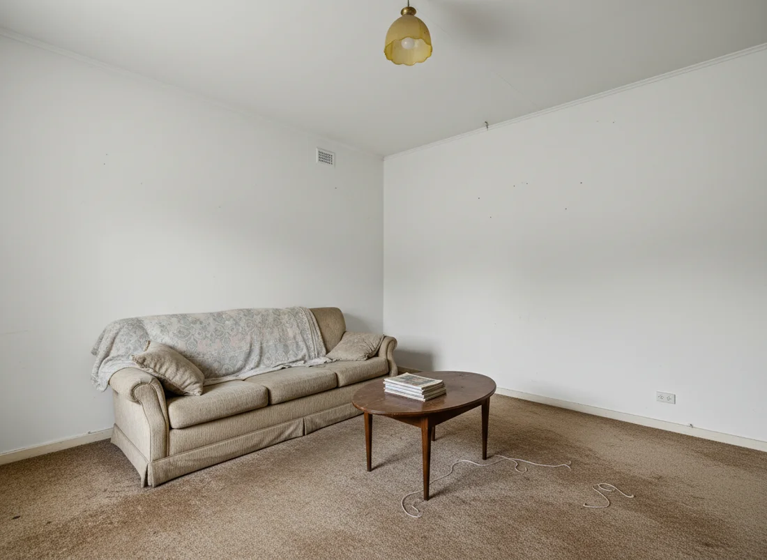 A rental living room before restyling