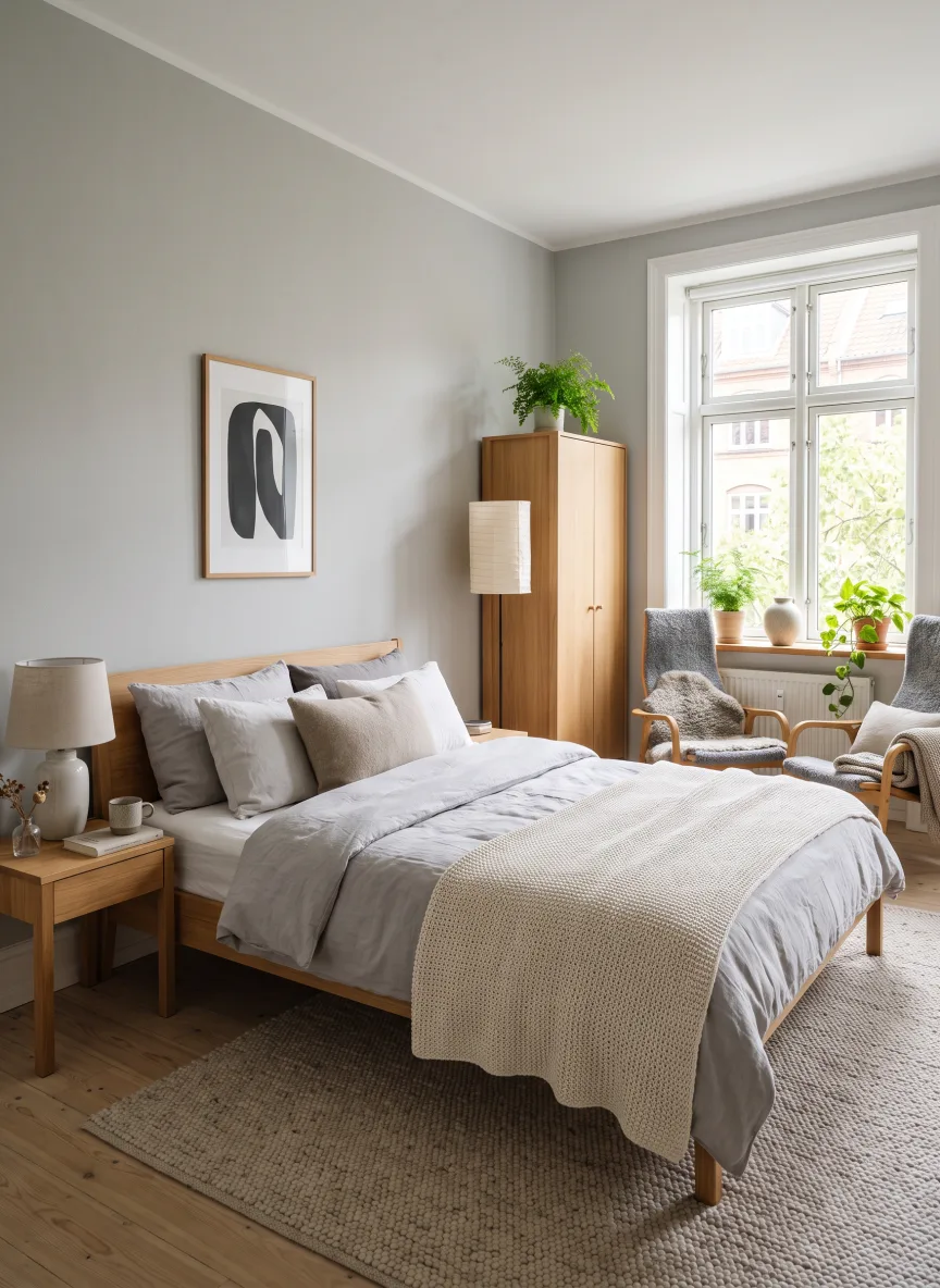 A bedroom in Scandinavian