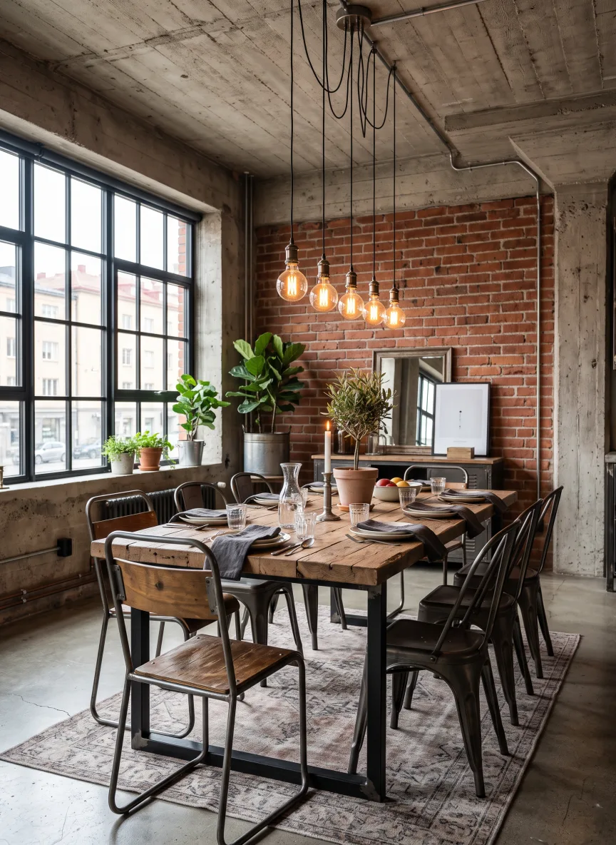 A dining room in Industrial