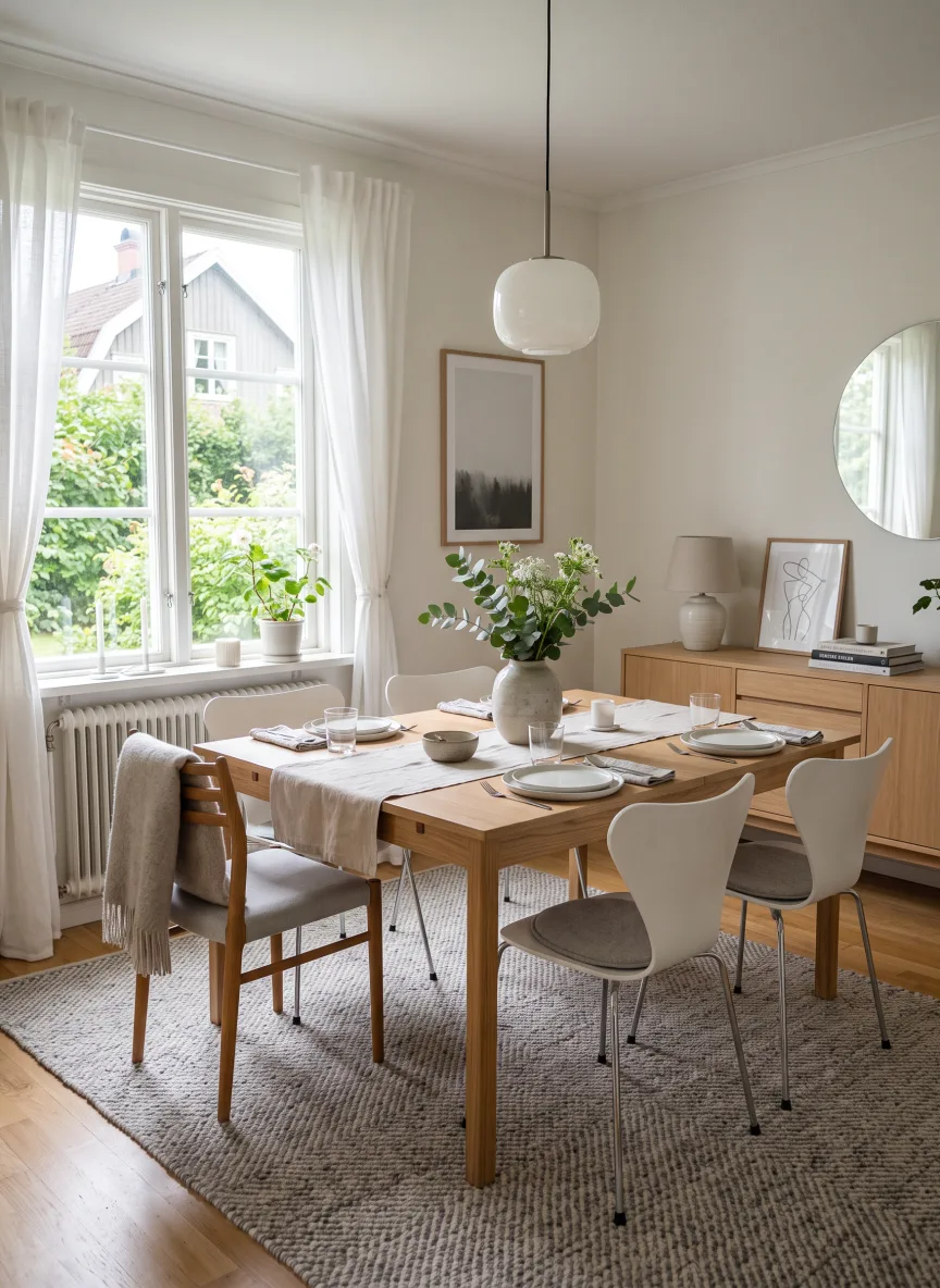 A dining room in Scandinavian