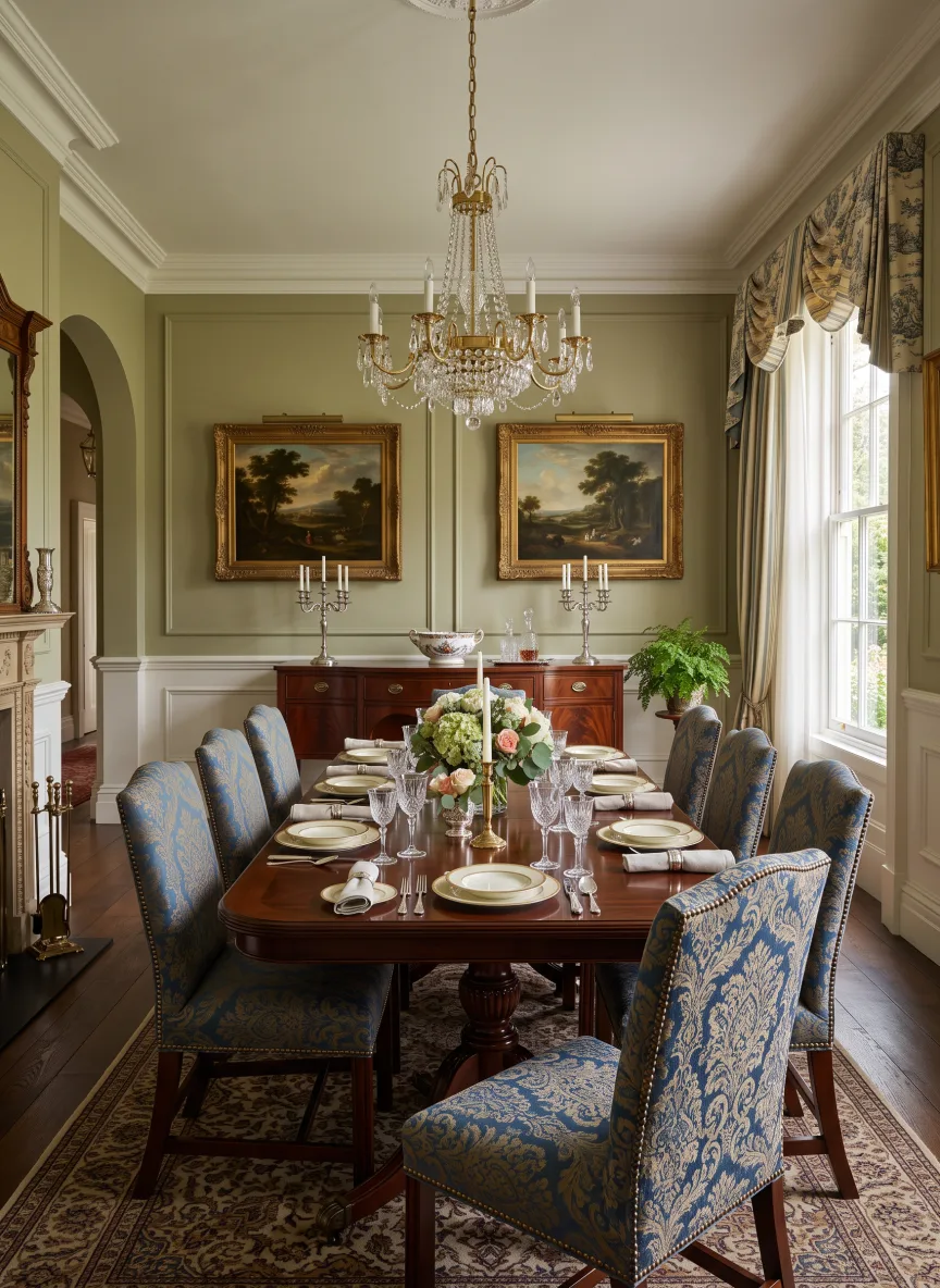 A dining room in Traditional