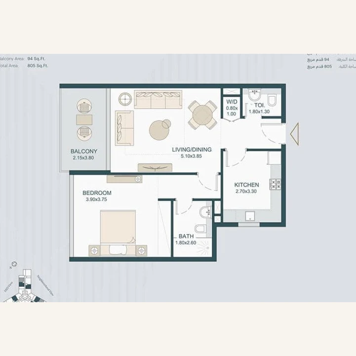 A flat 2D architectural floor plan