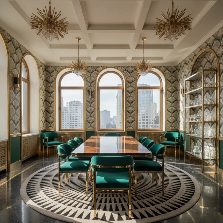 Art Deco Dining room designed with restylai